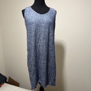 Anthropologie Drew Women's Dress Blue Midi Linen Blend Chest Size 18" pit to pit